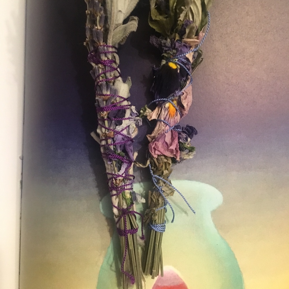 Handmade Spring botanical lavender violet sage smudge - two ways, one of each